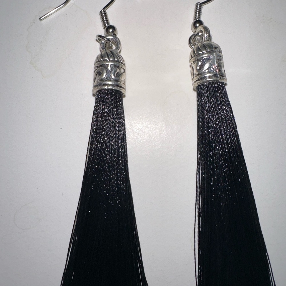 Black tassel earrings